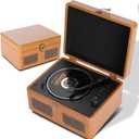 RetroBeat Time Vintage Portable Music Box  CD with Speakers, Bluetooth Transmitter, Rechargeable, USB/AUX, MultiMode Gift(Brown)