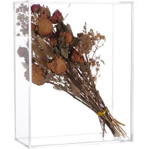 UNICRAFTALE 6x8 Acrylic Shadow Box Frame Photo Frame Stand Rectangle DIY Tabletop Display Case All Clear Memory Box for Dried Flowers Room Wedding Party Decor