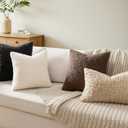 Woaboy Faux Fur Throw Pillow Covers 20x20 Inch Set of 2 Boucle Neutral Decorative Sherpa Fuzzy Accent Soft Sheepskin Fleece Cushions Modern Christmas Home Decor for Couch Sofa Bedroom Livingroom,White