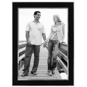 Malden International Designs Black Sleek With Silver Inside Border Picture Frame, 5x7, Black