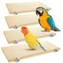 Oungy 4 Pack Bird Perch Stand 12.4×5.3 Inch Parrot Wood Platform Rectangle Wood Perch Stand Board Shelf for Parrots Birds Budgie Parakeet Cockatiel Hamster Chinchilla Gerbil