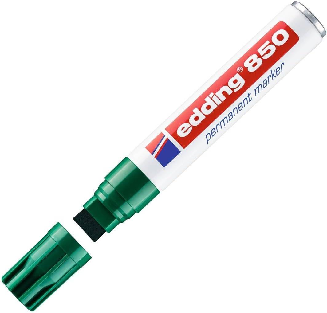 edding 850 permanent marker - green - 1 pen - chisel nib 5-15 mm - for bold markings -waterproof, quick-drying, smear-proof pens - for cardboard, plastic, glass, wood, metal and fabric (04: 1 Pen - green)