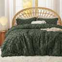 Bedsure King Comforter Set - Olive Green Comforter, Boho Tufted Distressed Vintage Bedding for Kids, 3 Pieces Farmhouse-Style Bed Set for All Seasons, Fluffy Soft Bedding with 2 Pillow Shams