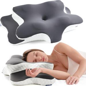Alcedo Cervical Memory Foam Pillow for Neck and Shoulder Pain Relief, Ergonomic Adjustable Orthopedic Pillow with Cervical Support for Side, Back and Stomach Sleepers