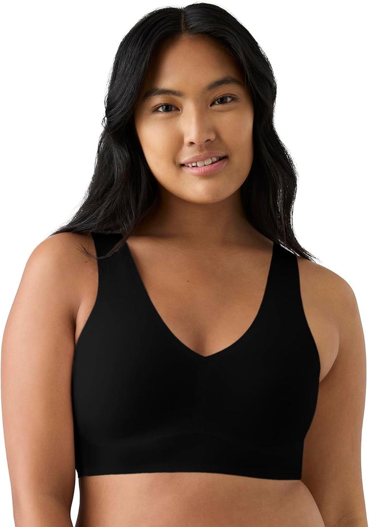 True & Co Women's Wide Strap Plunge Bralette (Black)