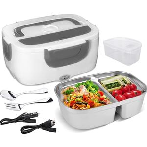 MDHAND Electric Lunch Box Food Heater for Adult, 3 in 1 Heated Lunch Box, 110V/12V/24V Self Heating LunchBox for Work/Car/Outdoors