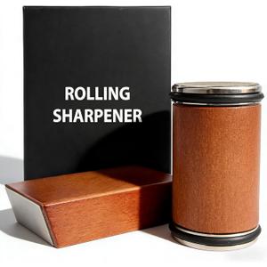Bladeon Knife Sharpener, Rolling Knife Sharpener with Diamond & Ceramic Abrasives and 15/20 Magnetic Angle Guide for Kitchen, Chef & Outdoor Knives