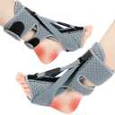 Plantar Fasciitis Night Splint Adjustable Planter Facetious Relief Straps,Support Relief Foot Drop Achilles Tendonitis(Gray-2PC) (Gray)