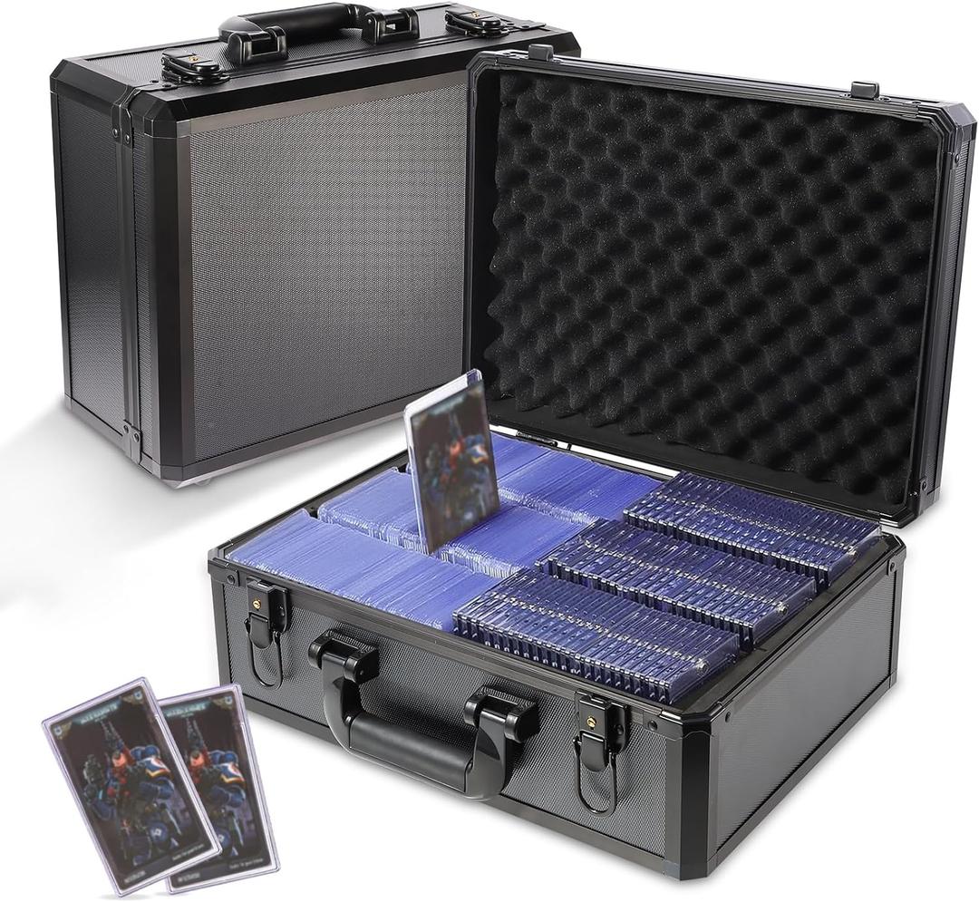 EcoVibe Trading Card Storage Box for 3" X 4" 35PT Toploaders 600+, Toploader Storage Box with 6 Foam Stoppers, Fits Toploader Magnetic Holders MTG Baseball Sports Top Loaders Holder, Black
