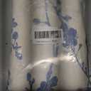 Navy Blue Farmhouse Linen Shower Curtain, Boho Floral Fabric, 72 x 72