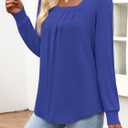 Funlingo Women's Puff Long Sleeve Tops Dressy Casual Square Neck Pleated Work Blouse Fall Trendy Tunic Flowy Chiffon Shirts (M)