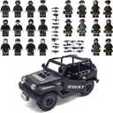 Toysvill SWAT Military Police Building Block Set | SUV + Soldiers Minifigures (22 PCS) with Weapons and Accessories Gift