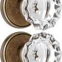 2 Pack Crystal Glass Dummy Door Knobs, Single Sided Knob for Closets, French Double Doors, and Pantry, Antique Brass Non-Turning Interior Door Knob (Aged Bronze)