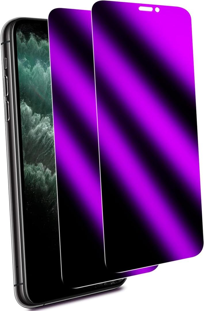 MAYtobe [2-Pack Privacy Screen Protector Designed for iPhone 11 and iPhone XR Anti-Blue Light Tempered Glass, Purple Anti-Spy, Eye Protection, Colorful Gradient