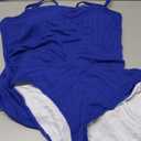 Eomenie Women's Swimsuit Tankini Tummy Control Bathing Suits Two Piece Full Coverage Slim Swim Suits with High Waisted Bottom (XX-Large, Blue-ribbed)