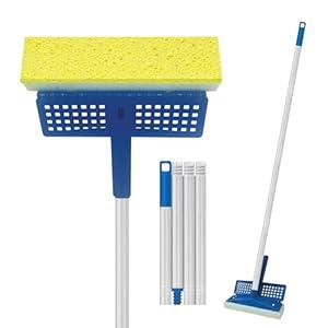 Lola Products Squeeze Sponge Mop w/ Poly Foam & a Natural Cellulose Layer, Absorbs and Wicks Moisture, Hard Surface Cleaner, Refillable, 9” Wide Head
