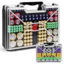 Upgraded Large Capacity Battery Storage Organizer with Tester, Battery Organizer Holds 185+Batteries with DoubleSided & Portable Handle, Fireproof & SplashProof Battery Holder for Most Sizes, Black