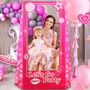 4.5 Ft Tall Life Size Photo Booth Props with Fixed Bracket, Stand-in Cardboard Doll Photo Props for Birthday Party Decorations, Girls Photoshoot, Pink Princess Doll Theme Decor