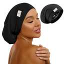 SECZIPE 100% Mulberry Silk Bonnet for Sleeping for Curly Hair and Braids, Wrap with Adjustable Strap for Women and Men,Real Silk, Not Satin, 1Pc,Black