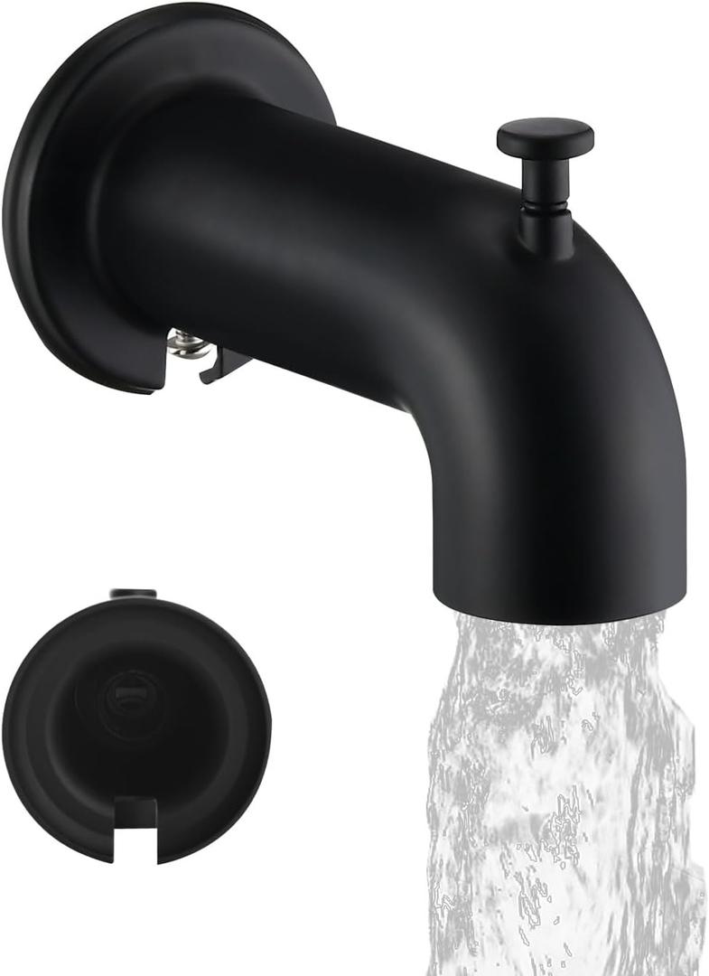 Extra Long Tub Spout with Diverter, Fits for 1/2" IPS Threads,Matte Black
