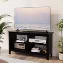 43 Inches TV Stand,Mid Century Modern Entertainment Center with 4 Open Shelves Farmhouse TV Media Console Table for Living Room,Bedroom,Television Stand Tp To 50 Inches(Black)