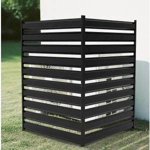 38" W x 48" H 2 Panels Air Conditioner Fence Screen, Metal Privacy Fence for Outside Unit, Pool Equipment Enclosure Trash Can Fence, No Dig Backyard Fencing for Outdoor