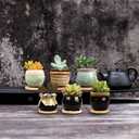 Brajttt 2.1 Inch Succulent Pot with Drainage, Planting/Flower Pots, Small Planter for Mini Plant Ceramic Flowing Glaze Base Serial Set with Holes