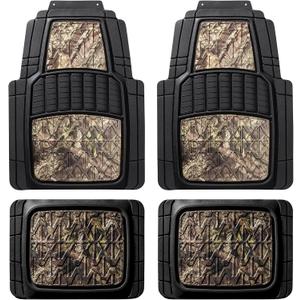 Mossy Oak Camo Trimmable Floor Mats - All Weather Protection - Trim to Fit for Car, SUV, Van, Trucks - Official Licensed Product (4 Pcs)