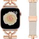 Wearlizer Braided Magnetic Band Compatible with Apple Watch Bands 42/46/38/40/41/44/45/49mm Women Men, Designer D-Shape Stretchy Elastic Nylon Strap for iWatch Series 11 10 9 8 7 6 5 4 SE/Ultra 3 2 1