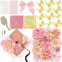 Graduation Cap Decorations Kit 2026 DIY Cap Decorations 36PCS Included Fake Flowers Heads Bow 3D Butterfly Self Adhesive Rhinestones Stickers Alphabet Letter Stickers for Grad Party Decor, Pink