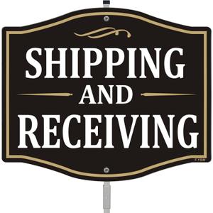 Shipping and Receiving Sign 12" x 10" With 28" Long Metal Stakes Packages Sign With Stand Aluminum Outdoor Use Yard Business Sign