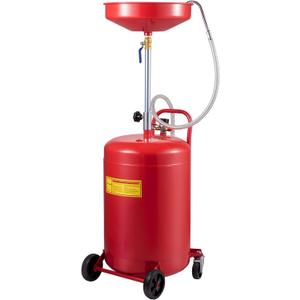 VEVOR 20-Gallon Waste Oil Drain Tank, Air Operated Portable Oil Drainer with Adjustable Funnel Height, Fluid Fuel Transfer Drainage with Wheels, Oil Change Container for Auto Repair Shops, Garages