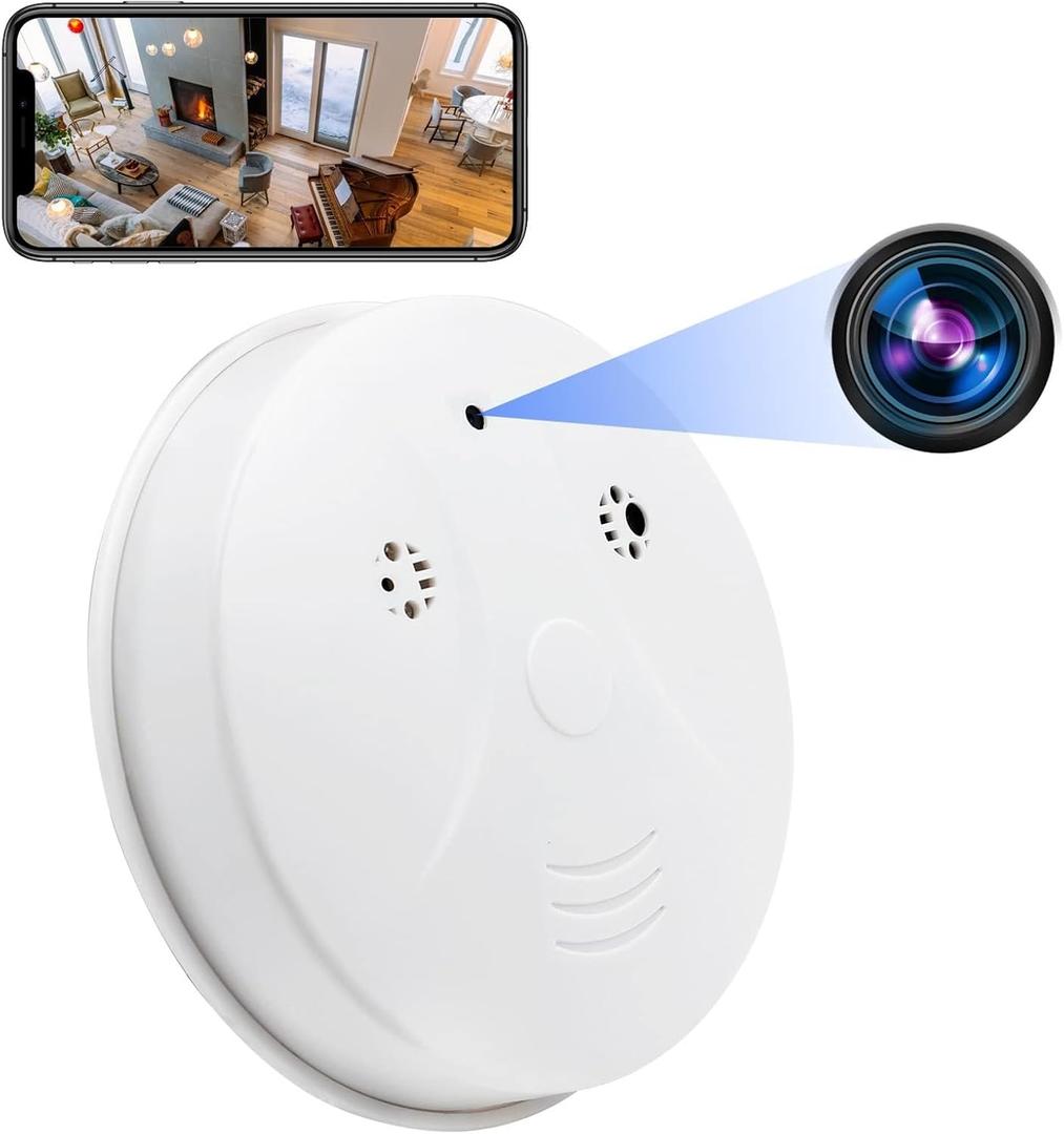 Spy WiFi Camera Smoke Detector Hidden Camera Video HD 1080P Wireless Small Nanny Cam Real-Time Camera for Home Security Cameras with Night Vision and Motion Detection, Indoor/Outdoor