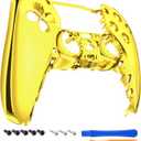 eXtremeRate Chrome Gold Glossy DIY Accessories Replacement Front Shell Compatible with ps5 Controller, Custom Faceplate Compatible with ps5 Controller - Touchpad NOT Included
