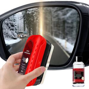 Fululuer Automotive Oil Film Cleaning Brush for Car Windows, Car Windshield Cleaner for Cleaning Brush, Clear Vision Glass Cleaner with Anti-Rain & Anti-Fog Coating, Improves Clarity (Red)