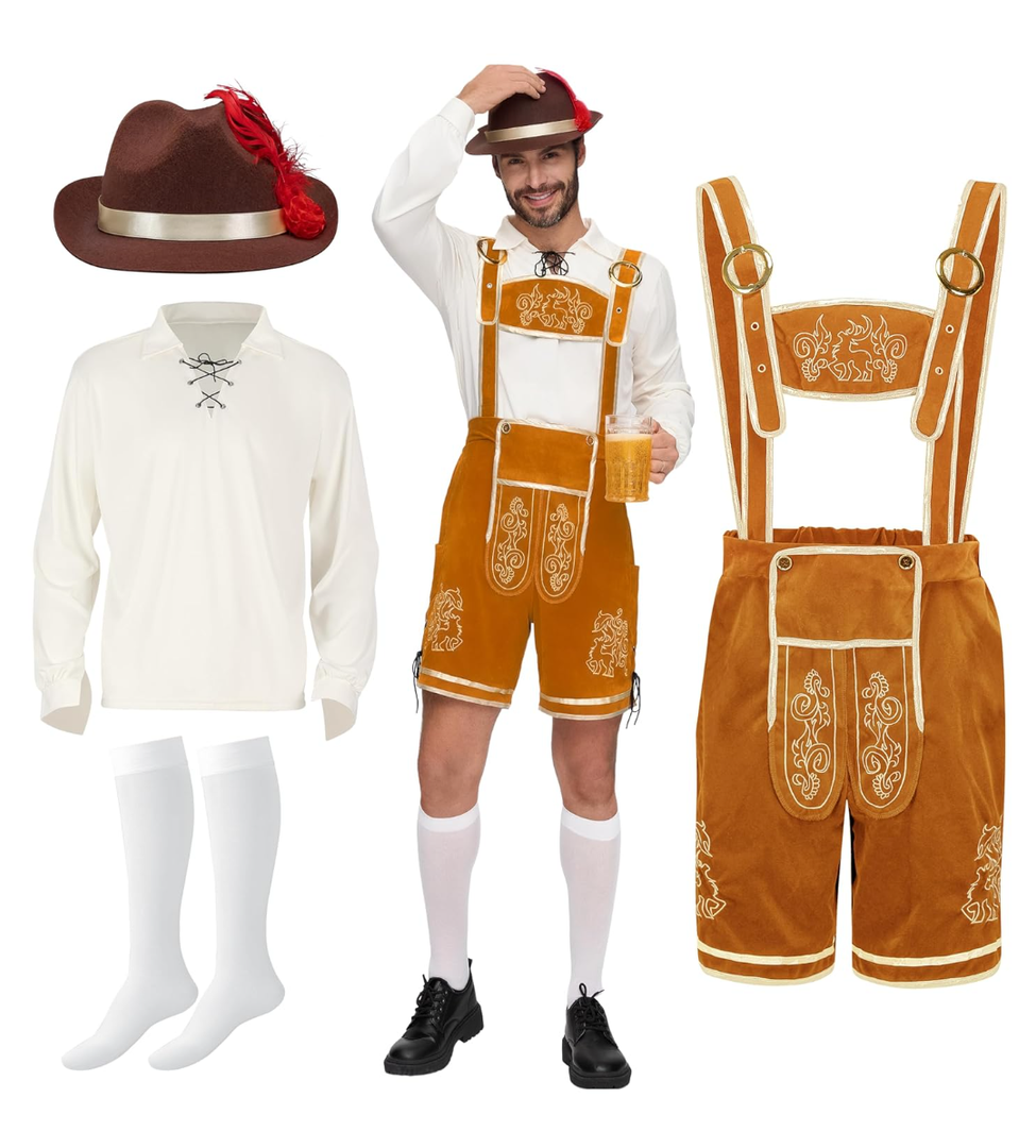 Spooktacular Creations Men’s German Bavarian Oktoberfest Costume Set, Beer Costume Hat for Adults Halloween and Beer Festival, M