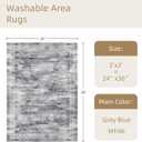 2x3 Small Area Rug for Front Door, Indoor Entrance, Washable Low-Pile Non-Slip Carpet, Durable Rug for Bathroom, Bedroom, Bedside, Kitchen, Grey