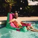 Big Joe Captain's Float No Inflation Needed Pool Lounger with Drink Holder, Summer Melon Double Sided Mesh, Quick Draining Fabric, 3 feet