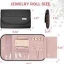 Travel Jewelry Organizer Box, Foldable Travel Case for Earrings, Necklaces, Rings, Bracelets, Black