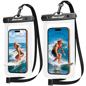 Hiearcool Waterproof Phone Pouch, Waterproof Phone Case with Crossbody Lanyard Compatible for iPhone 17 16 15 14 13 Pro Max Up to 8.3", Cellphone Dry Bag Travel Essentials for Beach -Clear-2Pack