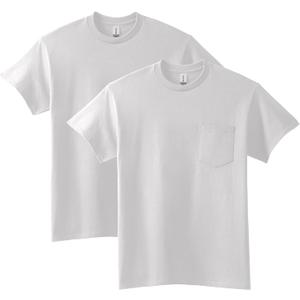 Gildan Adult Ultra Cotton T-Shirt with Pocket, Style G2300, 2-Pack (White, XL)