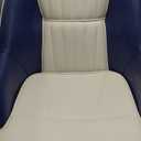 Pontoon Boat Seat, Captain Bucket Seat with Compression Foam Padding, Marine Grade Vinyl, Injection Molded Plastic Frame, Fits 5 x 5 and 5 x 12 Mounting Patterns, Blue/White