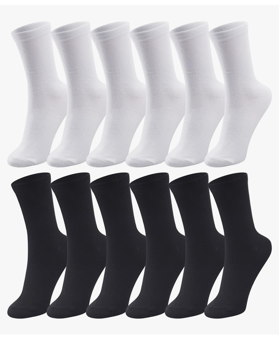 Duufin 12 Pairs Men's Crew Socks Mid Calf Casual Workout Gym Socks Plain Crew Athletic Sock for Men