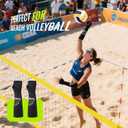 Professional Outdoor Volleyball Net Set with Arm Sleeves & Beach Fixed Plate, Heavy Duty 32ft Ply Reinforced Net with Steel Anti-Sag Winch, Height-Adjustable Poles, Carry Bag for Backyard Beach Lawn