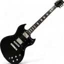 Electric Guitar, Black, Dual Humbucker Pickups, Chrome Hardware