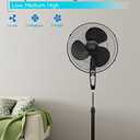 BLACK+DECKER 18-Inch Stand Fan with Pedestal Base, Height Adjustable Pedestal Fan with Remote and Touch Control Panel, Free Standing Fan with 90-Degree Oscillating and 3-Speed Settings, Black