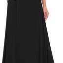 Womens Maxi A-line Long Skirt Casual 2026 Elastic High Waist Flowy Skirts with Pockets (Black, S)