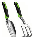 Gardening Hand Tool Set 2 Pack - MDSXO Heavy Duty Gardening Kit with Non-Slip Soft Ergonomic Handle, Great Garden Gift for Women Men[Stainless Steel]