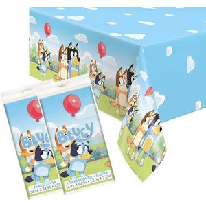 Unique Bluey Birthday Decorations - Table Covers (2 Pack) and Sticker