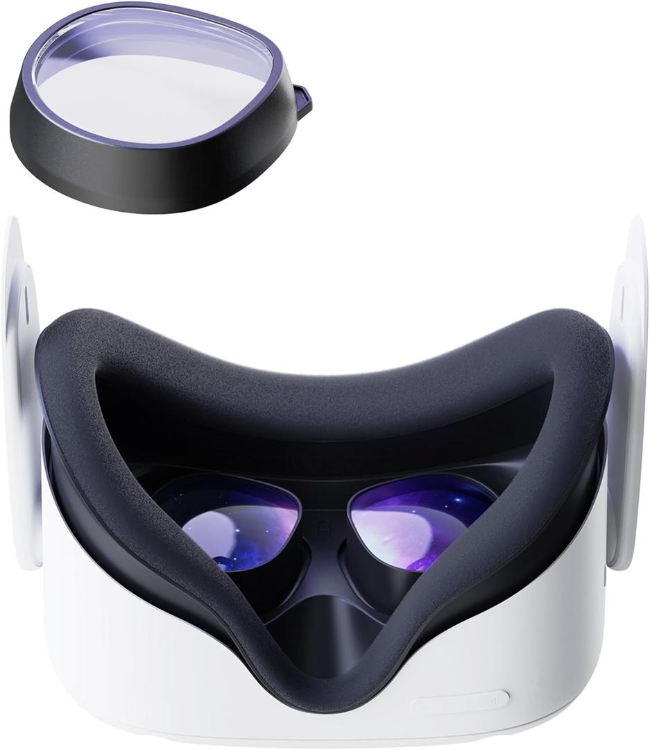 Amavasion Glasses Lenses Compatible with Quest 3S/2, VR Lenses Insert Easy-to-Install Frame Plus Lens Combination SPH:-2.00(One Lens)